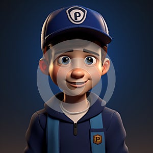 Photorealistic Cartoon Character In Baseball Cap And Jacket photo