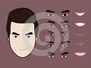 Cartoon character pack facial emotions design elements isolated