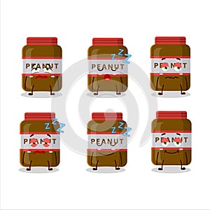 Cartoon character of peanut jar with sleepy expression