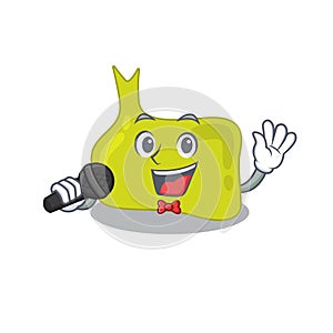 Cartoon character of pituitary sing a song with a microphone