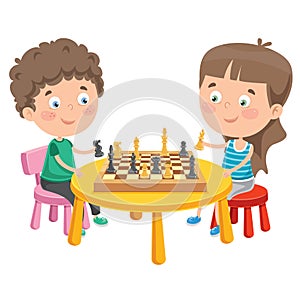 Cartoon Character Playing Chess Game