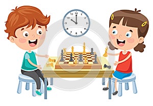 Cartoon Character Playing Chess Game