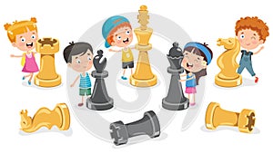 Cartoon Character Playing Chess Game