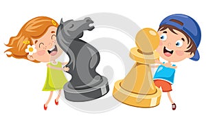 Cartoon Character Playing Chess Game