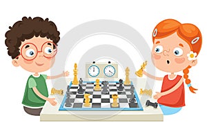 Cartoon Character Playing Chess Game