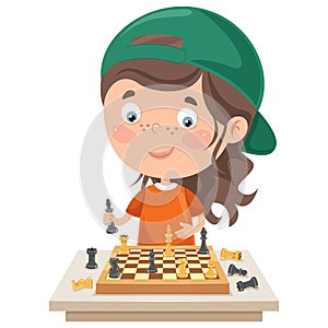 Cartoon Character Playing Chess Game