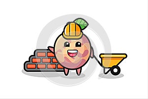 Cartoon character of pluot fruit as a builder