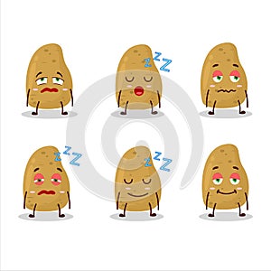 Cartoon character of potatoe with sleepy expression