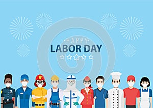 Cartoon character with professional worker in happy labor day festival design vector 002