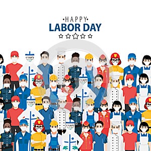 Cartoon character with professional worker in happy labor day festival design vector 007