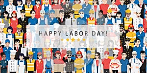 Cartoon character with professional worker in Labor day festival design vector