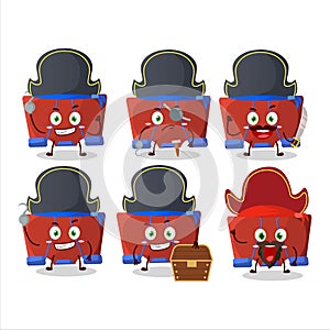 Cartoon character of red binder clip with various pirates emoticons