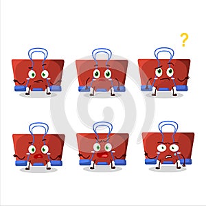 Cartoon character of red binder clip with what expression