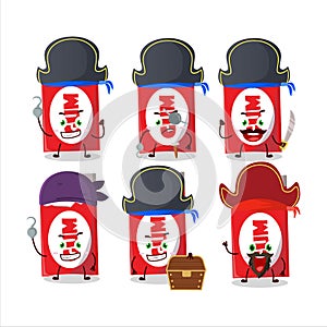 Cartoon character of red bubble gum with various pirates emoticons