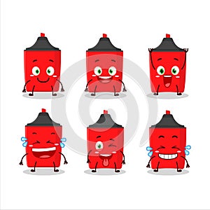 Cartoon character of red highlighter with smile expression