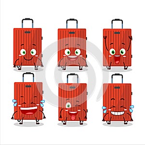 Cartoon character of red lugage with smile expression