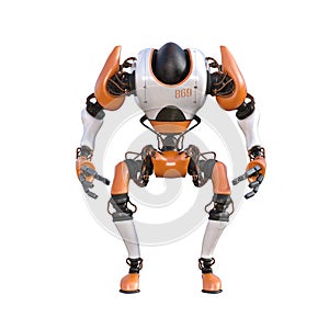 Cartoon character roboter isolated on white background.