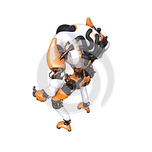 Cartoon character roboter isolated on white background.