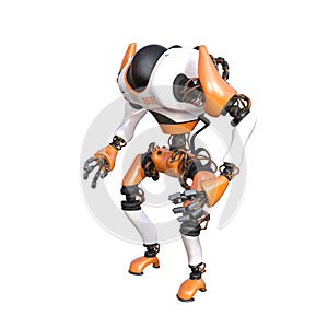 Cartoon character roboter isolated on white background.