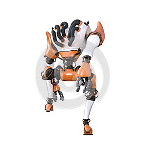 Cartoon character roboter isolated on white background.