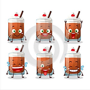 Cartoon character of root beer with ice cream with smile expression