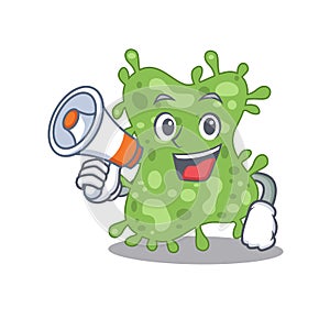 Cartoon character of salmonella enterica having a megaphone photo