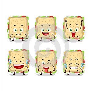 Cartoon character of sandwich with smile expression