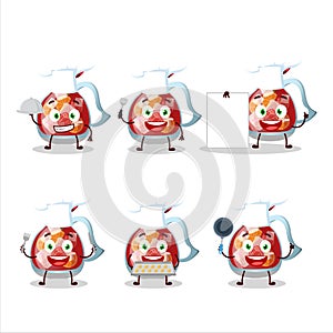 Cartoon character of sangria with various chef emoticons