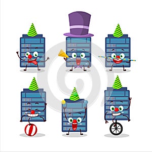 Cartoon character of server cloud with various circus shows