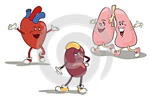 Cartoon character set of human internal organs