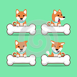 Cartoon character shiba inu dog with big bones