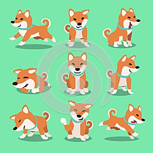 Cartoon character shiba inu dog poses