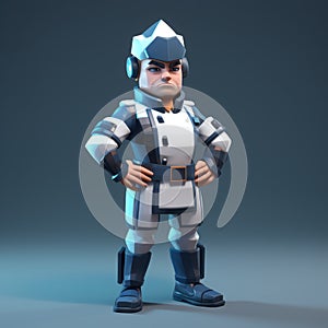 Cartoon Character In Space: 3d Model With Dark Navy And Light Gray Style photo
