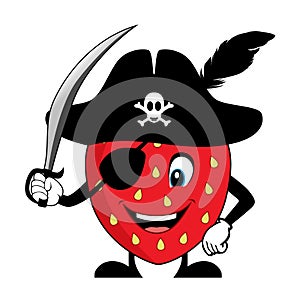 Cartoon character of Strawberry as a pirate
