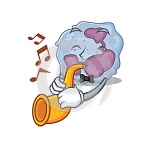Cartoon character style of leukocyte cell performance with trumpet