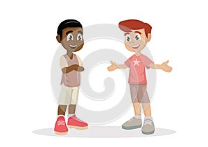 Cartoon character, Two boy Kids Talking.