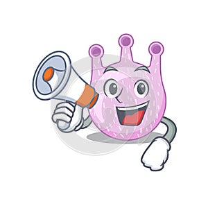 Cartoon character of viridans streptococci having a megaphone