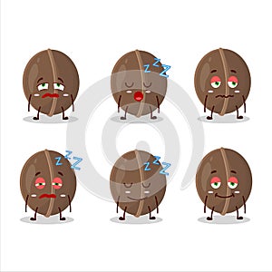 Cartoon character of walnuts with sleepy expression