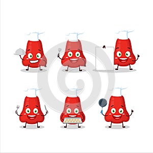 Cartoon character of watter apple with various chef emoticons