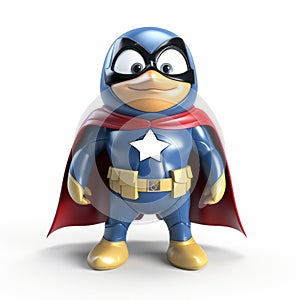 Bronze And Blue 3d Penguin Superhero Doll - Realistic Pigeoncore Style