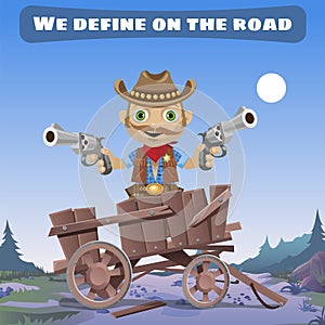 Cartoon character of Wild West, define on the road photo