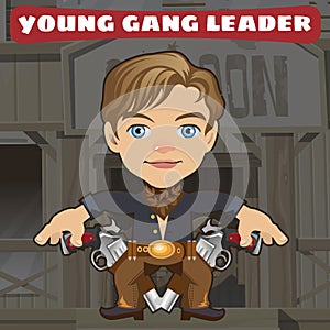 Cartoon character in Wild West - young gang leader