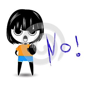 Cartoon character woman say no