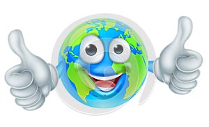 Cartoon Character World Earth Day Thumbs Up Mascot