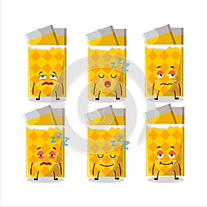 Cartoon character of yellow bubble gum with sleepy expression