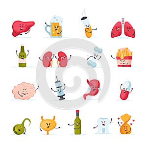 Human Organs Cartoon Set