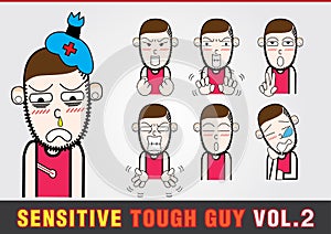 Cartoon characters. Sensitive Tough Guy.