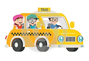 Cartoon Characters Travelling With Vehicle