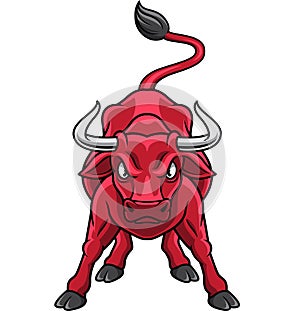 Cartoon charging bull mascot