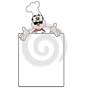 Cartoon chef and blank menu recipe